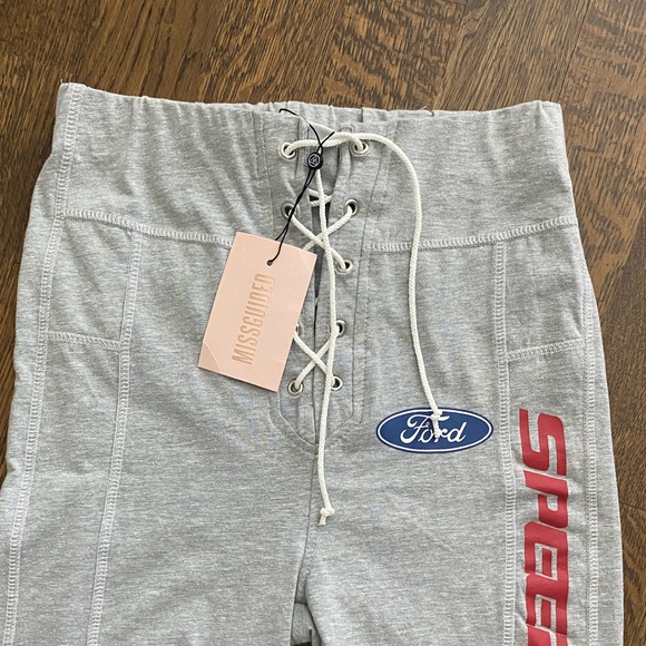 MISSGUIDED X FORD Collection Grey Biker Shorts womens size 6 Brand New - Picture 9 of 11